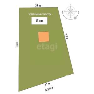 Дом 54м&sup2;, 2-этажный, участок 15 сот.  