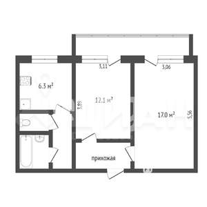 2-к квартира, на длительный срок, 50м2, 5/5 этаж