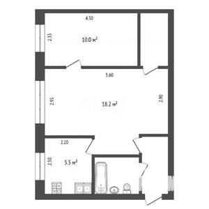 2-к квартира, вторичка, 43м2, 2/4 этаж