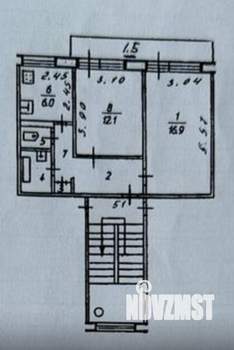 2-к квартира, вторичка, 46м2, 4/5 этаж