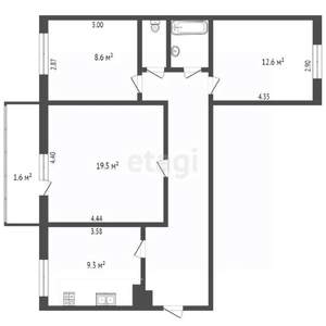 3-к квартира, вторичка, 70м2, 5/5 этаж