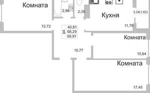 3-к квартира, вторичка, 70м2, 1/9 этаж