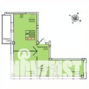 2-к квартира, строящийся дом, 73м2, 4/10 этаж
