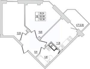 2-к квартира, сданный дом, 53м2, 10/10 этаж