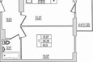 1-к квартира, вторичка, 41м2, 5/10 этаж