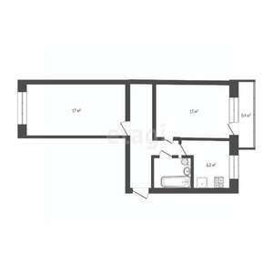 2-к квартира, вторичка, 44м2, 2/5 этаж