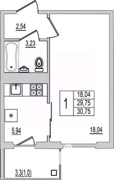 1-к квартира, вторичка, 31м2, 6/10 этаж