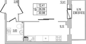 1-к квартира, вторичка, 31м2, 8/10 этаж