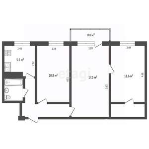 3-к квартира, вторичка, 56м2, 4/5 этаж