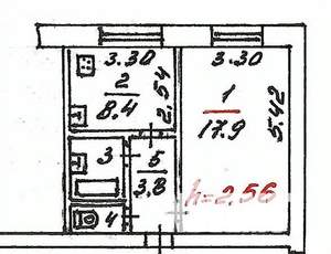 1-к квартира, вторичка, 35м2, 5/5 этаж