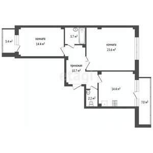 2-к квартира, вторичка, 69м2, 3/7 этаж