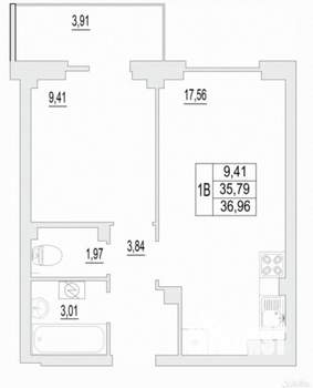 1-к квартира, вторичка, 36м2, 10/10 этаж