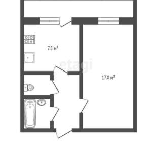 1-к квартира, вторичка, 33м2, 5/5 этаж