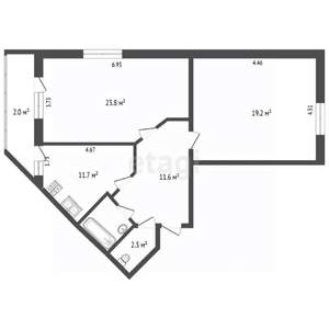 2-к квартира, вторичка, 71м2, 6/10 этаж