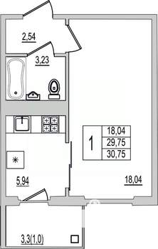1-к квартира, вторичка, 31м2, 6/10 этаж