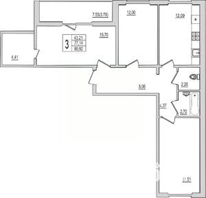 3-к квартира, вторичка, 81м2, 5/10 этаж