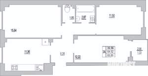 3-к квартира, сданный дом, 66м2, 2/10 этаж