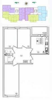 3-к квартира, вторичка, 69м2, 5/10 этаж