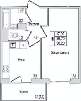 1-к квартира, вторичка, 38м2, 4/10 этаж