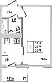 1-к квартира, вторичка, 31м2, 5/10 этаж