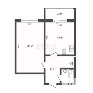 1-к квартира, вторичка, 33м2, 1/10 этаж