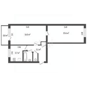 2-к квартира, вторичка, 44м2, 4/5 этаж