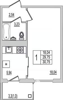 1-к квартира, вторичка, 31м2, 2/10 этаж