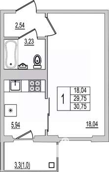 1-к квартира, вторичка, 31м2, 4/10 этаж