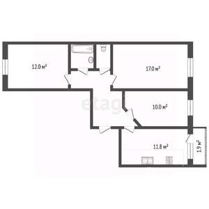 3-к квартира, вторичка, 68м2, 8/10 этаж