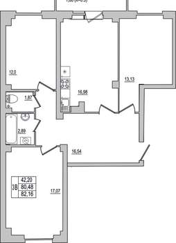 3-к квартира, вторичка, 82м2, 1/10 этаж