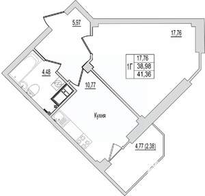 1-к квартира, сданный дом, 41м2, 3/10 этаж