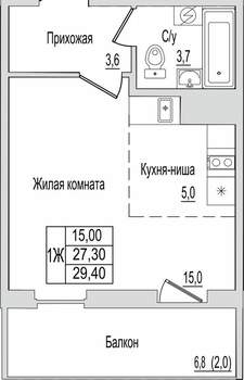 1-к квартира, вторичка, 29м2, 7/10 этаж