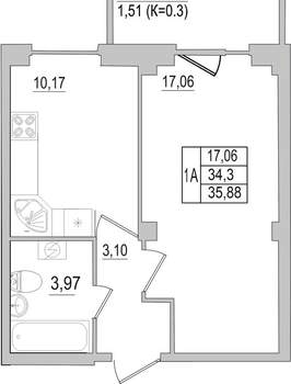1-к квартира, вторичка, 37м2, 5/10 этаж