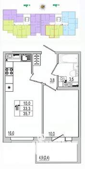 1-к квартира, вторичка, 36м2, 7/10 этаж