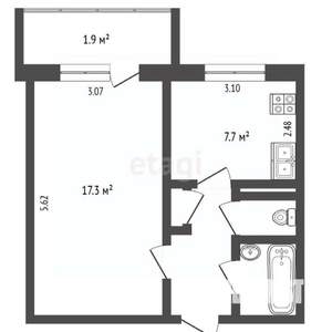 1-к квартира, вторичка, 32м2, 4/9 этаж