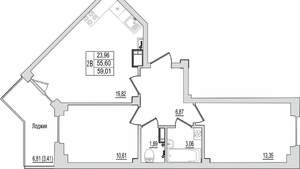 2-к квартира, вторичка, 59м2, 8/10 этаж