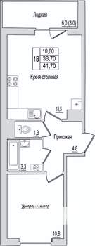 1-к квартира, вторичка, 42м2, 5/10 этаж