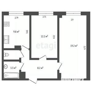 2-к квартира, вторичка, 54м2, 7/8 этаж