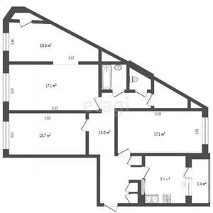 4-к квартира, вторичка, 93м2, 1/5 этаж