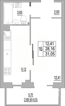 Студия квартира, строящийся дом, 56м2, 2/10 этаж