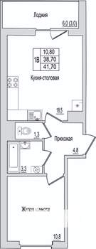 1-к квартира, вторичка, 42м2, 4/10 этаж