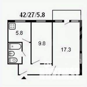 2-к квартира, вторичка, 42м2, 5/5 этаж