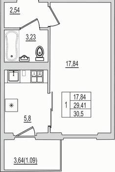 1-к квартира, вторичка, 31м2, 2/10 этаж