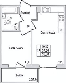 1-к квартира, вторичка, 39м2, 1/10 этаж
