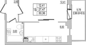 1-к квартира, вторичка, 30м2, 10/10 этаж