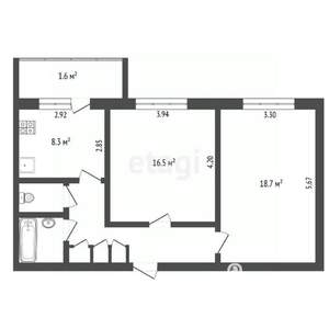 2-к квартира, вторичка, 56м2, 3/9 этаж
