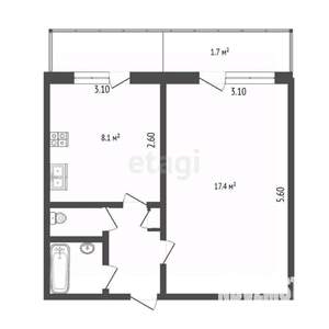 1-к квартира, вторичка, 34м2, 4/5 этаж