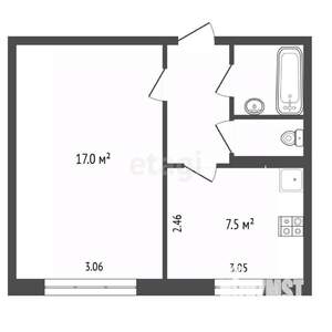 1-к квартира, вторичка, 32м2, 1/5 этаж