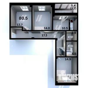 3-к квартира, строящийся дом, 81м2, 2/6 этаж