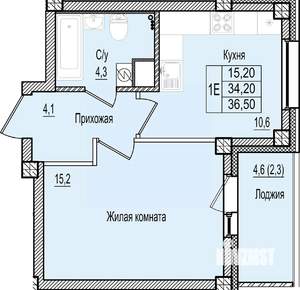 1-к квартира, строящийся дом, 37м2, 5/9 этаж